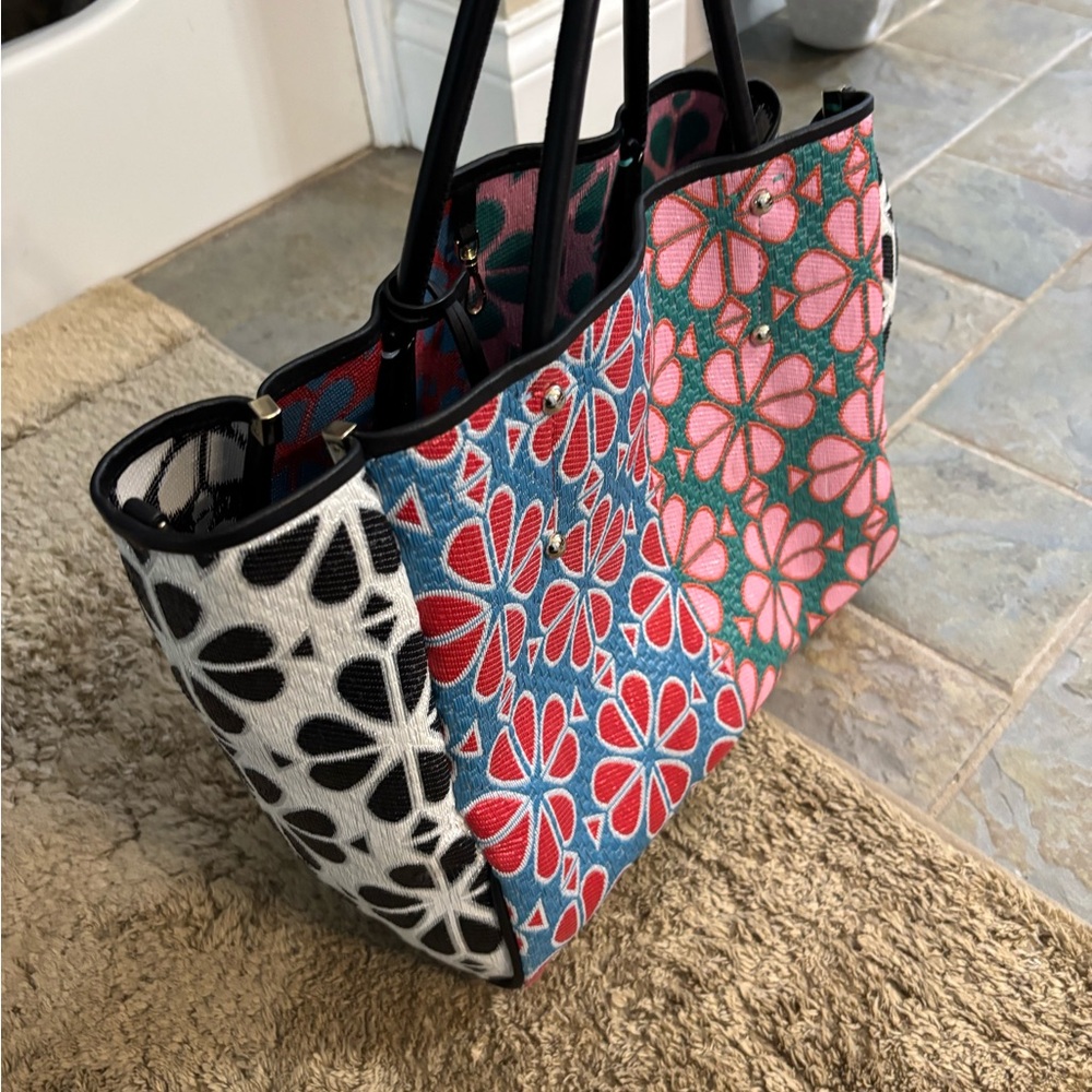 kate spade Black and Blue Tote Bags with Bold Patterns
